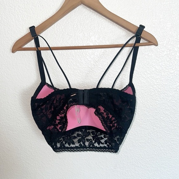 Pink Victoria's Secret Black Push Up Lace Hook Closure Bralette New - Picture 9 of 13